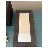 White Hand Sculpture on Black Base with Coral Accents and Display Mirror Frame