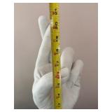 White Hand Sculpture on Black Base with Coral Accents and Display Mirror Frame