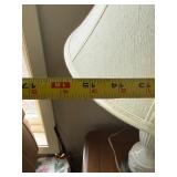 White Ceramic Urn-Base Table Lamp With Floral Relief - Approx 32 In Tall