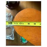 Bear Bust Sculpture with Heart-Shaped Wooden Stool, Glass Ashtrays, Wicker Basket & Jewelry Dish