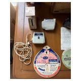 Sunbeam Vintage Electric Shaver, Vintage Looking Speaker & Accessories with Goren Bidding Wheel Discs, Petite Postal Scale