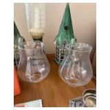 Green Metal Church Lanterns (2) - Crackle-Glaze Pots (2) - Halloween Pumpkin Box - Diamond Glass Cube