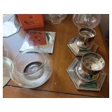 Green Metal Church Lanterns (2) - Crackle-Glaze Pots (2) - Halloween Pumpkin Box - Diamond Glass Cube