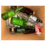 Assorted Beverage Bottles & Cans - Coca-Cola, Mountain Dew, Bud Light, Labatt Blue, Sprite