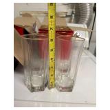 Tall Glass Tumblers - Clear Glass with Gold Rim (Lot of 12)