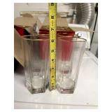 Tall Glass Tumblers - Clear Glass with Gold Rim (Lot of 12)