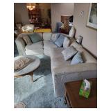 Sectional Sofa - 103-Inch Long Beige Damask Upholstery