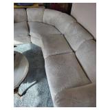 Sectional Sofa - 103-Inch Long Beige Damask Upholstery