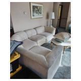 Sectional Sofa - 103-Inch Long Beige Damask Upholstery