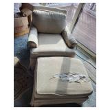 Armchair & Ottoman Set - Beige Upholstery, 33 x 33 x 30 in