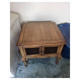 Vintage Wood Cabinet with Lattice Mesh Doors - 2-Door Console