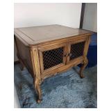 Vintage Wood Cabinet with Lattice Mesh Doors - 2-Door Console
