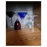 Vintage Glassware Set - Colored Stem Glasses, Floral Canisters, Teapot & Crock Pot