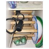 White CO2 Pump for Bar & Keg, Wine Rack, and Green Coca-Cola Glasses