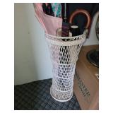 Shillelagh from Ireland with Wicker Umbrella Stand & Assorted Umbrellas incl Golf Umbrellas