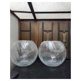 Pair of Clear Glass Sphere Vases with Frosted Interior (Lot of 2)