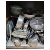 Assorted Pots and Pans, Double Boiler, Hand Mixer, Large Vintage Roaster and Bakeware - Stainless Steel Cookware with Lids