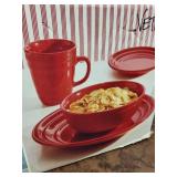 Casual Home Red Ribbed Dinnerware 4 Dinner, 6 Salad, 2 Bowls, 2 Mugs