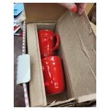 Casual Home Red Ribbed Dinnerware 4 Dinner, 6 Salad, 2 Bowls, 2 Mugs