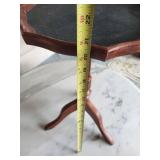 Vintage Wooden Pedestal Side Table with Leather-Inset Octagonal Top