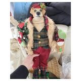 Christmas Ornament Bundle - Gold & Red Balls, Santa Figurine, Dog Figurine, Candlestick