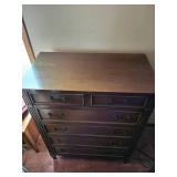Dark Wood 5 Drawer Dresser Chest with Brass Handles