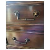 Dark Wood 5 Drawer Dresser Chest with Brass Handles