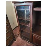 Dark Cherry Wood Entertainment Center Cabinet with Glass Display Door - 60 x 19 x 52