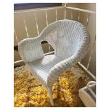 White Wicker Chair & Matching Storage Basket