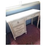 White French Provincial Desk - 4 Drawers - 45 in L x 17 in D x 30 in H