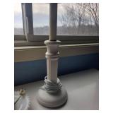 Table Lamps (Lot of 3) - Vintage Mixed Styles: White/Blue Ceramic, Wood-Pillar, Teal Shade