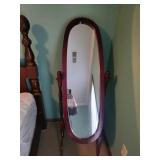 Mirror - Burgundy Wood Full-Length Oval Standing Mirror