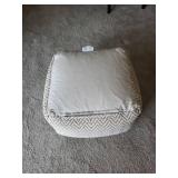 Beige Chevron Upholstered Square Ottoman - 28in Footstool