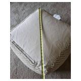 Beige Chevron Upholstered Square Ottoman - 28in Footstool