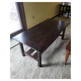 Dark Espresso Wood Coffee Table with Lower Shelf - 44 in Long, Living Room