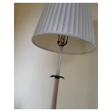 Floor Lamp - Vintage Mid-Century With Round Shelf & Pleated Shade