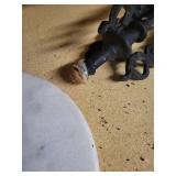 Cast Iron Table Plant Stand Needs Repair - Marble Top, Ornate Scrollwork, Round