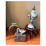 Ornate Decorative Vase, Sculpture & Urn Set with plant stand