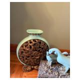 Ornate Decorative Vase, Sculpture & Urn Set with plant stand