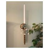 Elegant Crystal Embellished Wall Sconce with Candle Holder