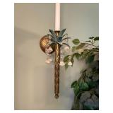 Elegant Crystal Embellished Wall Sconce with Candle Holder