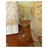 Set of Etched Glassware with Storage Containers