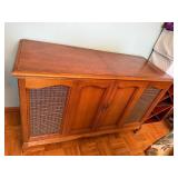 Vintage Wooden Stereo Console Cabinet with Speaker Panels
