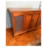 Vintage Wooden Stereo Console Cabinet with Speaker Panels