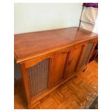 Vintage Wooden Stereo Console Cabinet with Speaker Panels