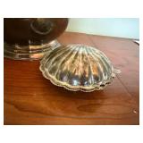 Vintage Oneida USA Silver Ice Bucket & Shell Caviar Serving Dish
