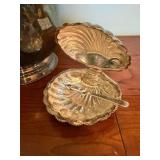 Vintage Oneida USA Silver Ice Bucket & Shell Caviar Serving Dish