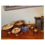 Vintage Silver and Metal Serving Lot: Bowls, Pitchers, Goblets