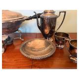 Vintage Silver-Plated Tea and Serving Set with Chafing Dish