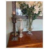 Elegant Home Decor Set with Candle Holders, and Floral Vase